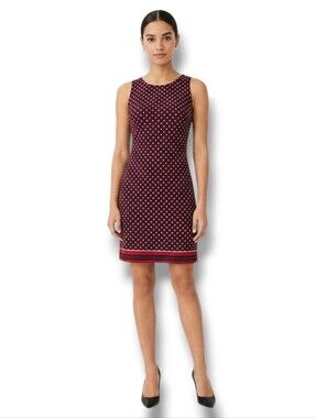 Banana Republic Women’s Burgundy Geometric Sleeveless Shift Dress – Size Small